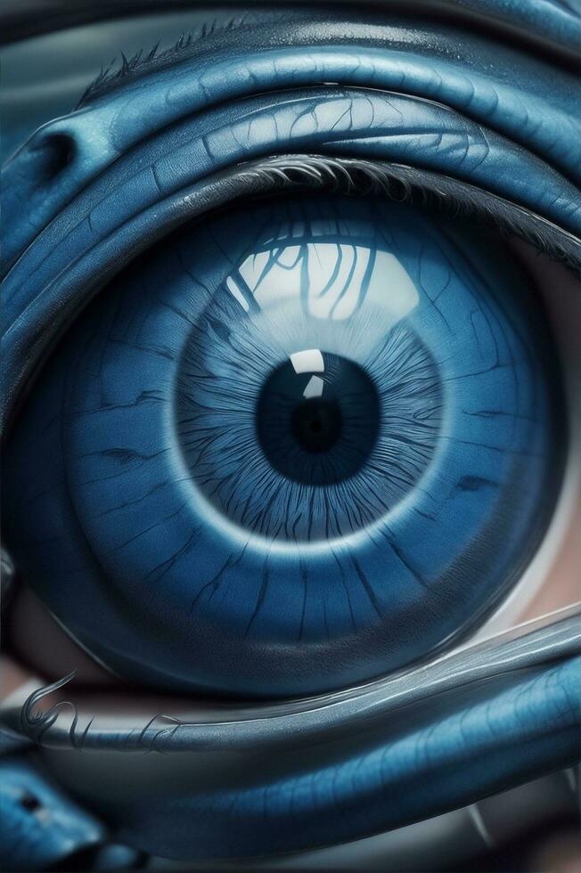 Blue Eye Dragon Ai Generative photo