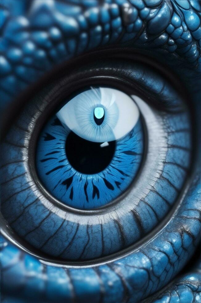 Blue Eye Dragon Ai Generative photo