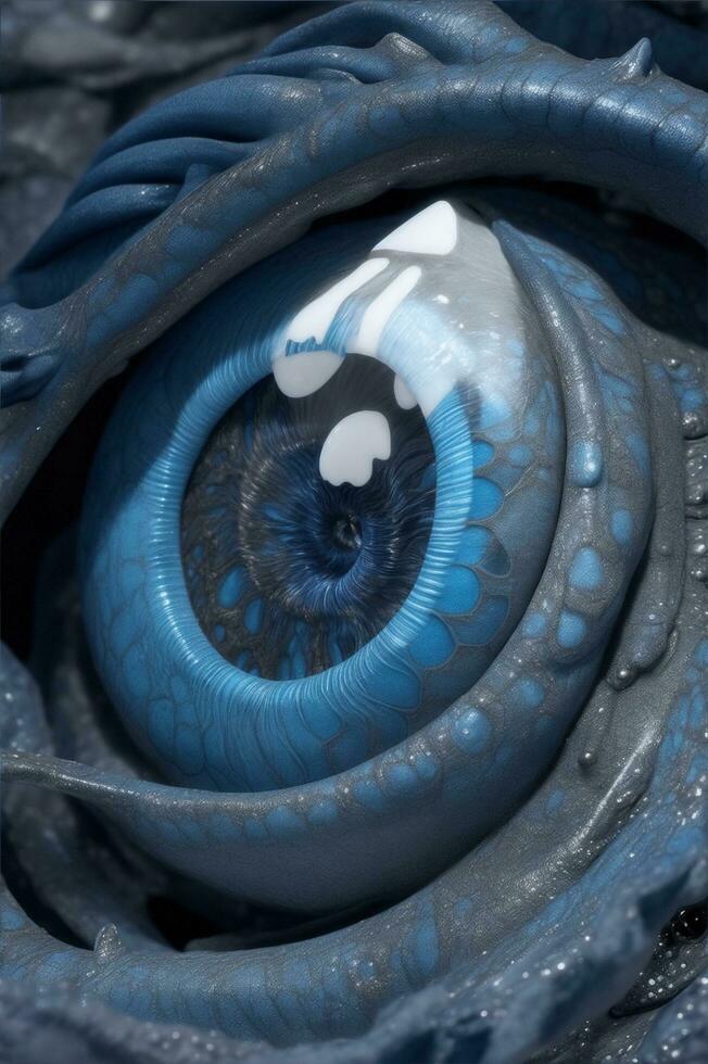 Blue Eye Dragon Ai Generative photo