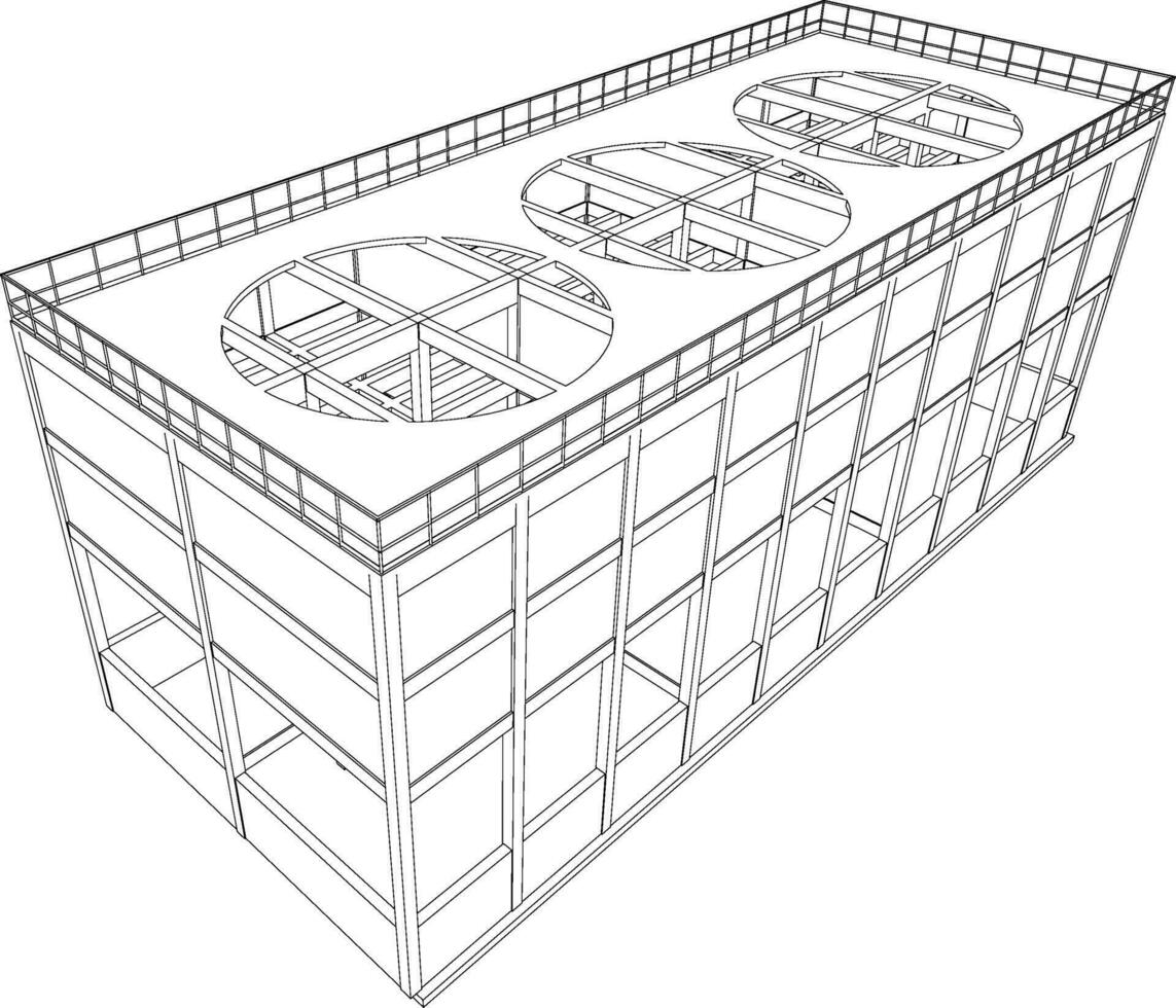 3d ilustración de industrial edificio vector