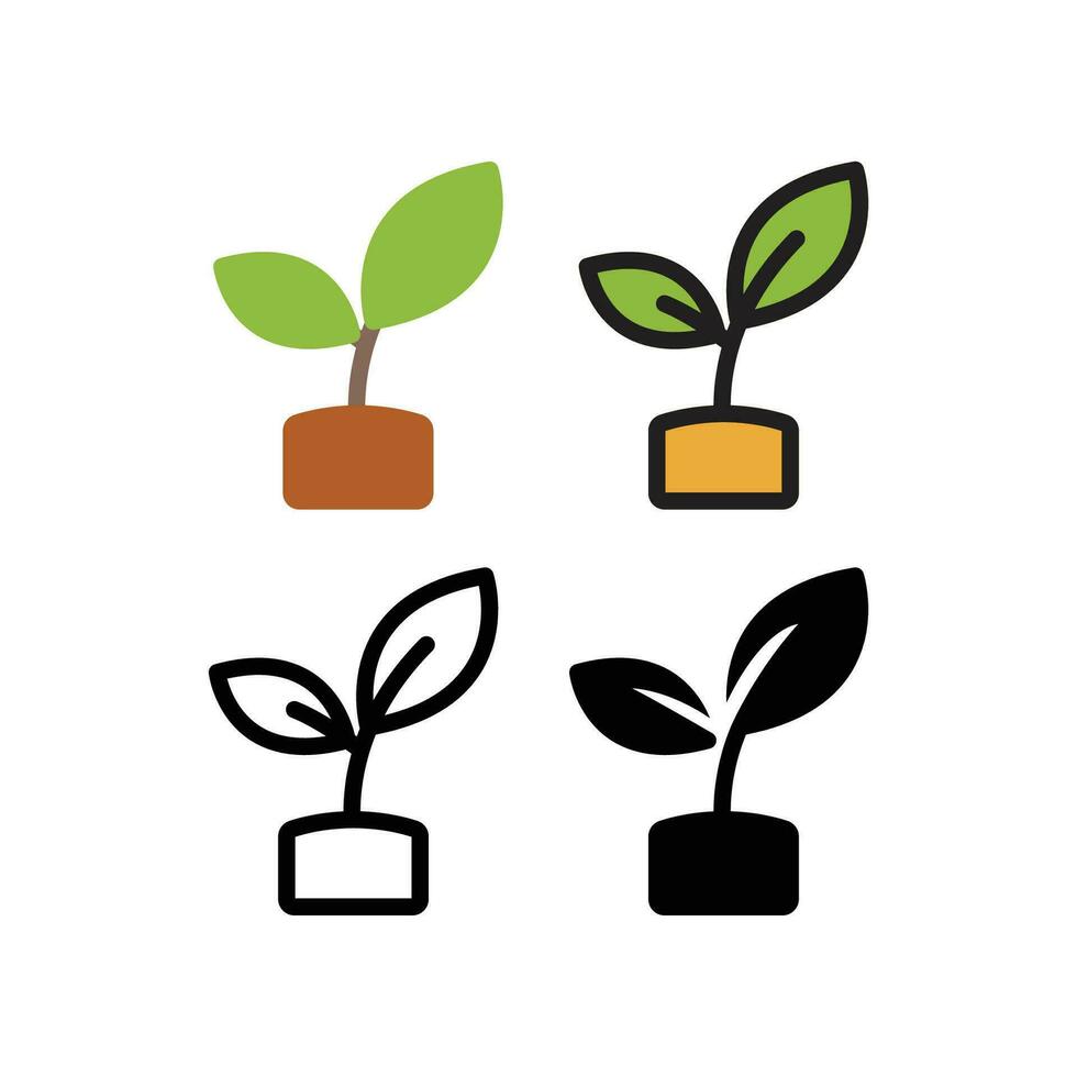 Plant Seed growing in soil. Seeding growing plant for reforestation symbol. Gardening and agriculture for save environment. Plant sprout icon. Vector illustration. Design on white background. EPS 10