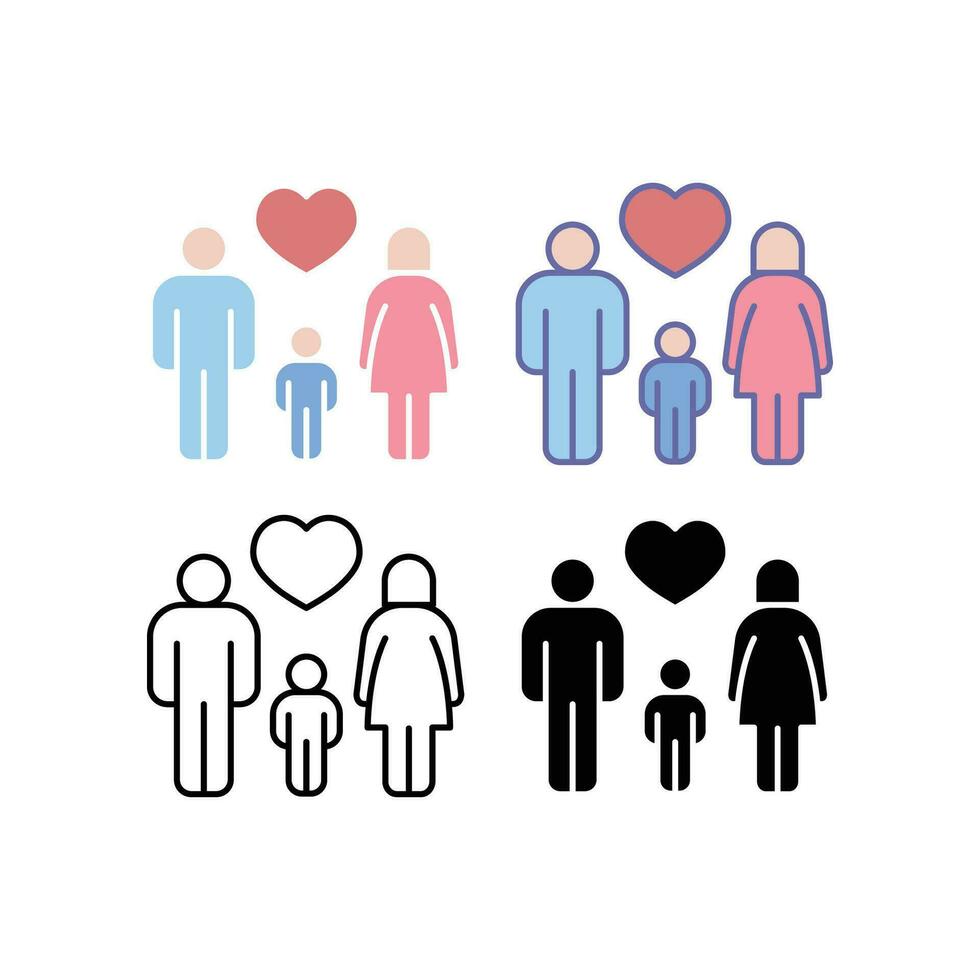 Family and love for family care, Kindness, donation and charity. Family loving relationship and team symbol. Family, group, love, kind icon. Vector illustration. Design on white background. EPS10