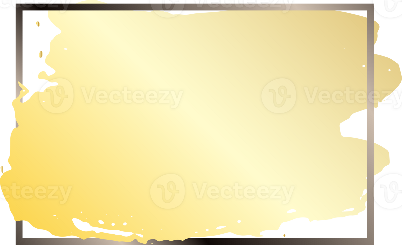 Collection of golden paint strokes isolated on transparent