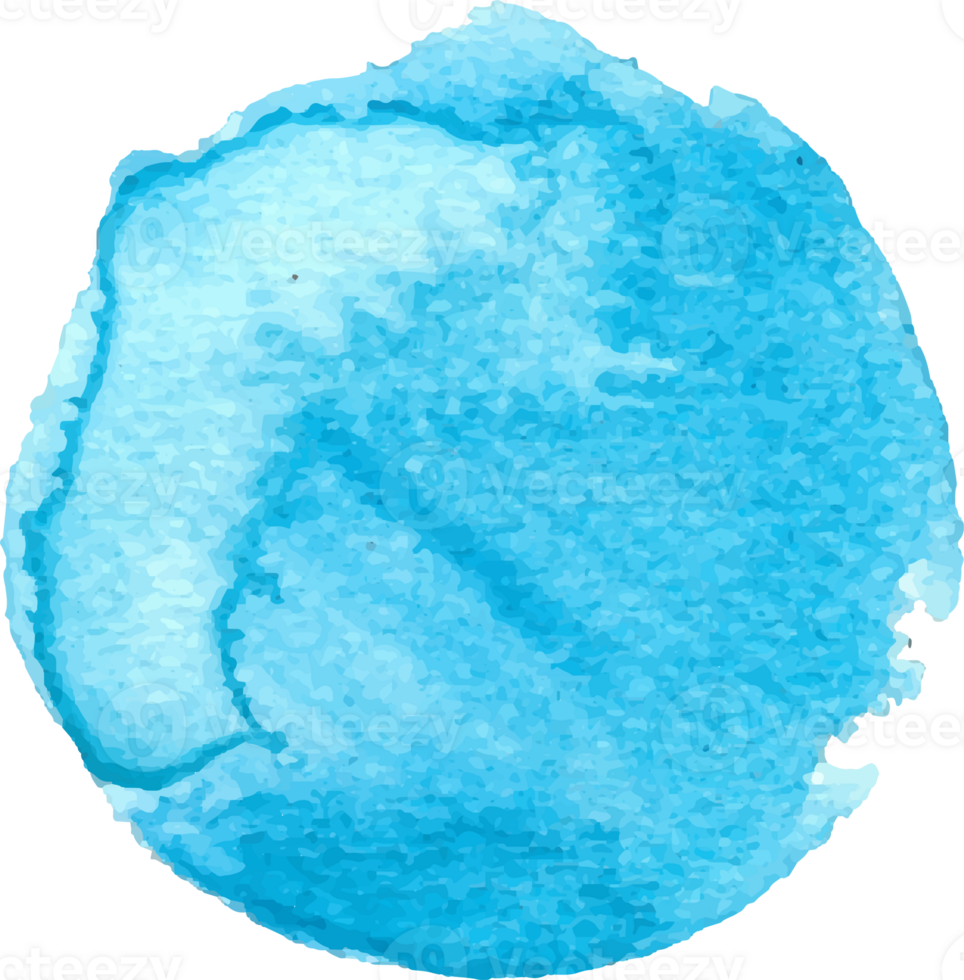 Blue watercolor round shape. png