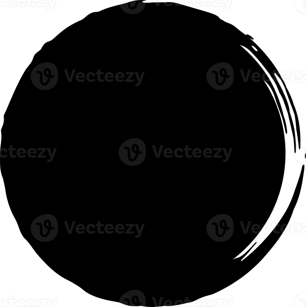 Brush grunge round shape on transparent background. png