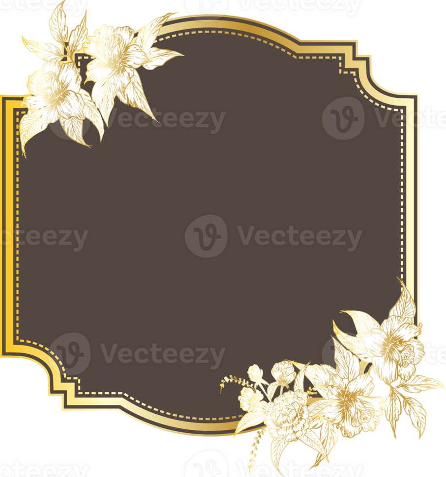 Vintage frame with hand drawn floral. png