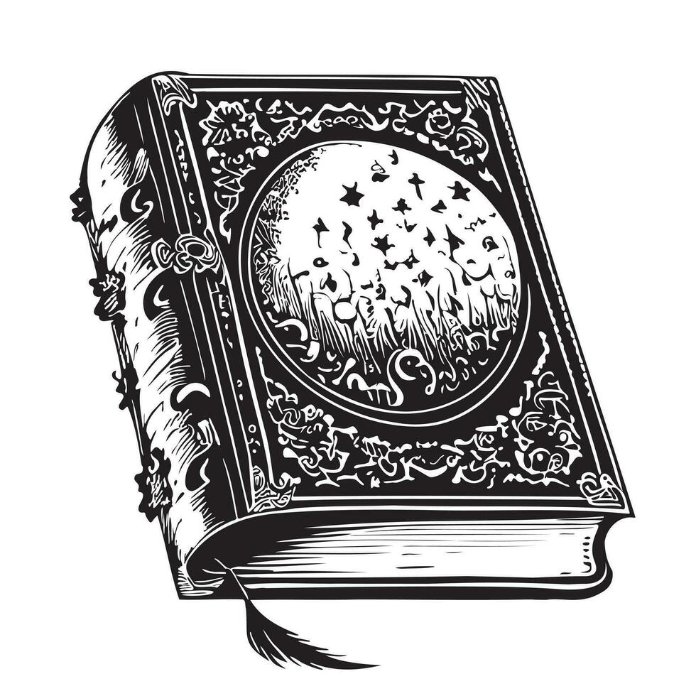 Quran muslim book sketch hand drawn Vector illustration