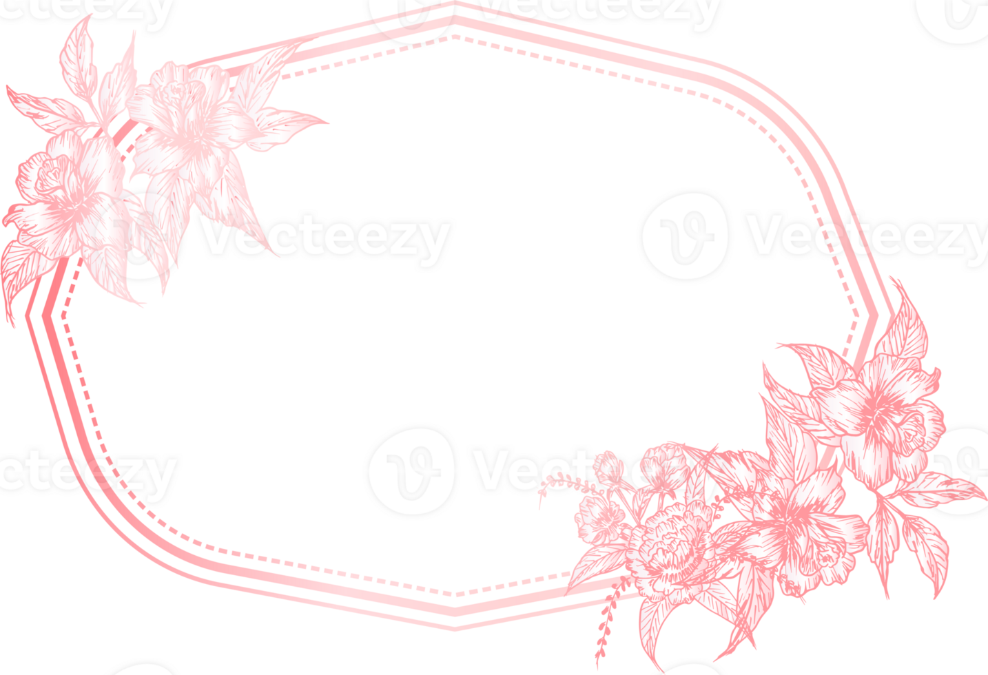 Vintage frame with hand drawn floral. png