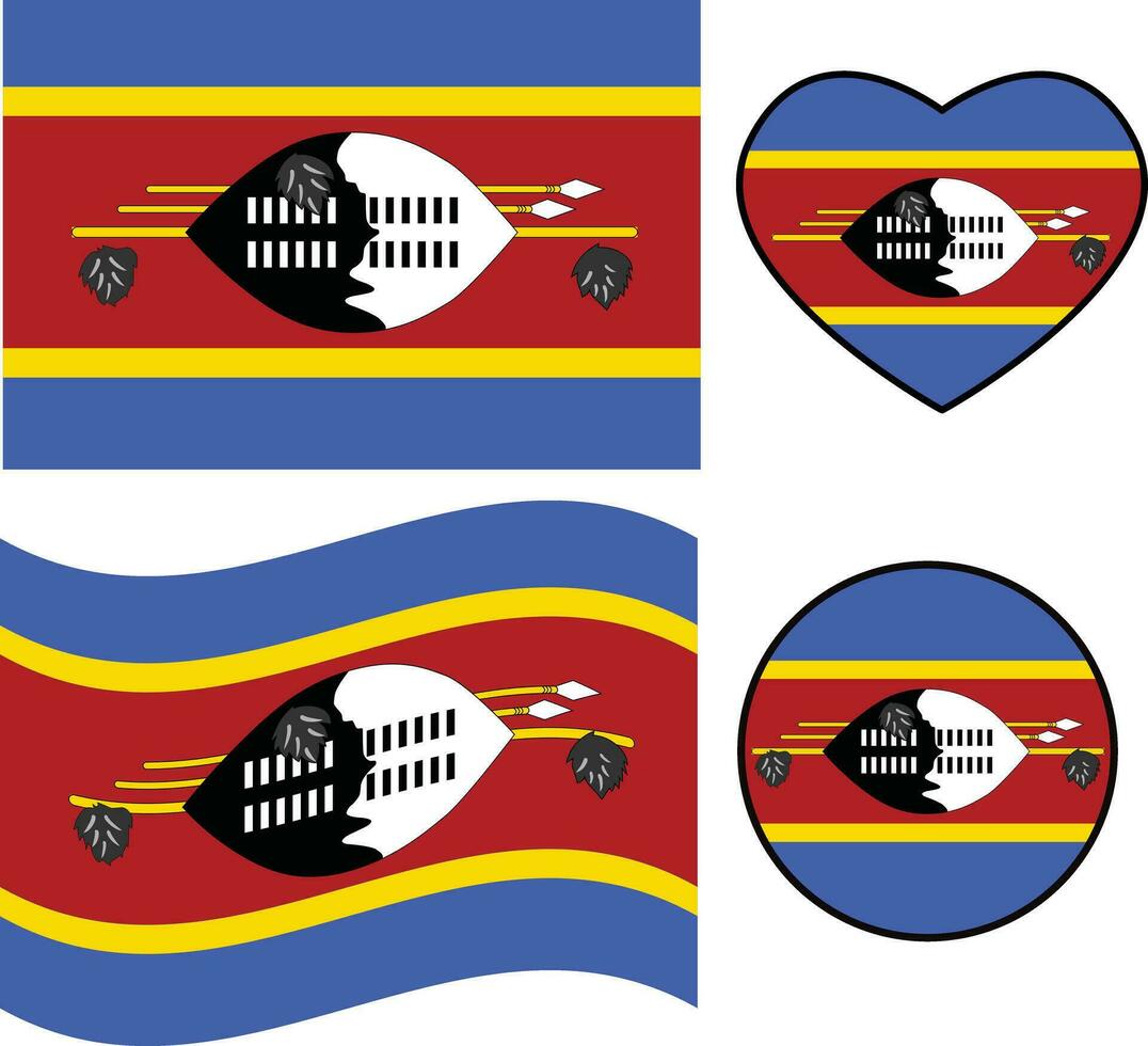 eswatini bandera icono. ondulación bandera de esuatini. corazón eswatini bandera. redondo eswatini bandera. plano estilo. vector