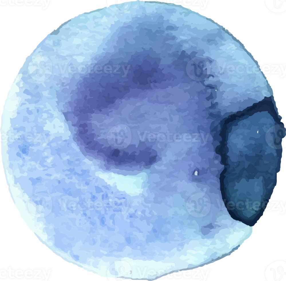 Blue watercolor round shape. png
