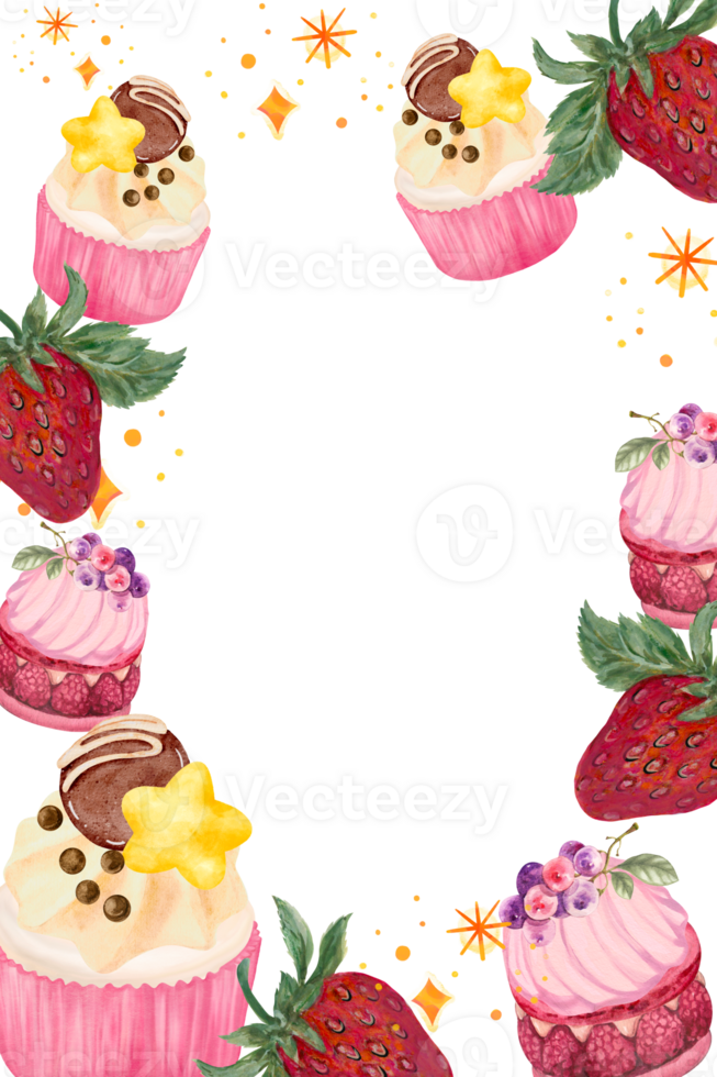 Cupcake Cake  Bread Bakery Dessert on the theme of love valentine's day  with Butter Cream and Fruit Chocolate Sprinkles invitation png
