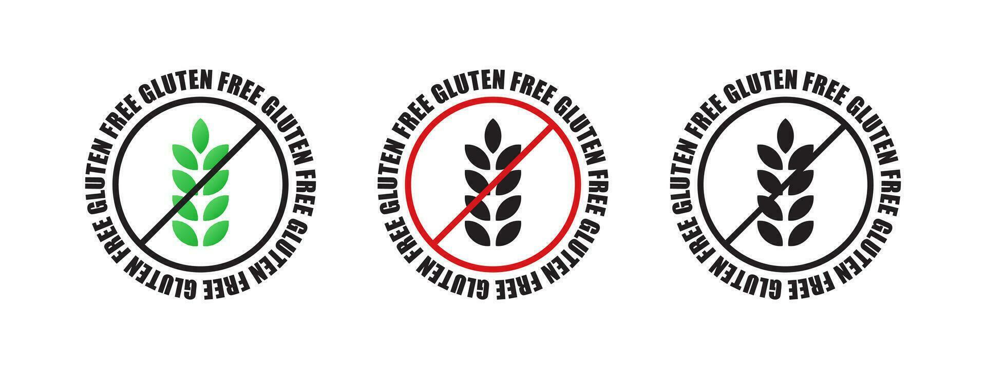 Gluten free. Round badges with the inscription gluten free. Natural and organic products. Vector scalable graphics