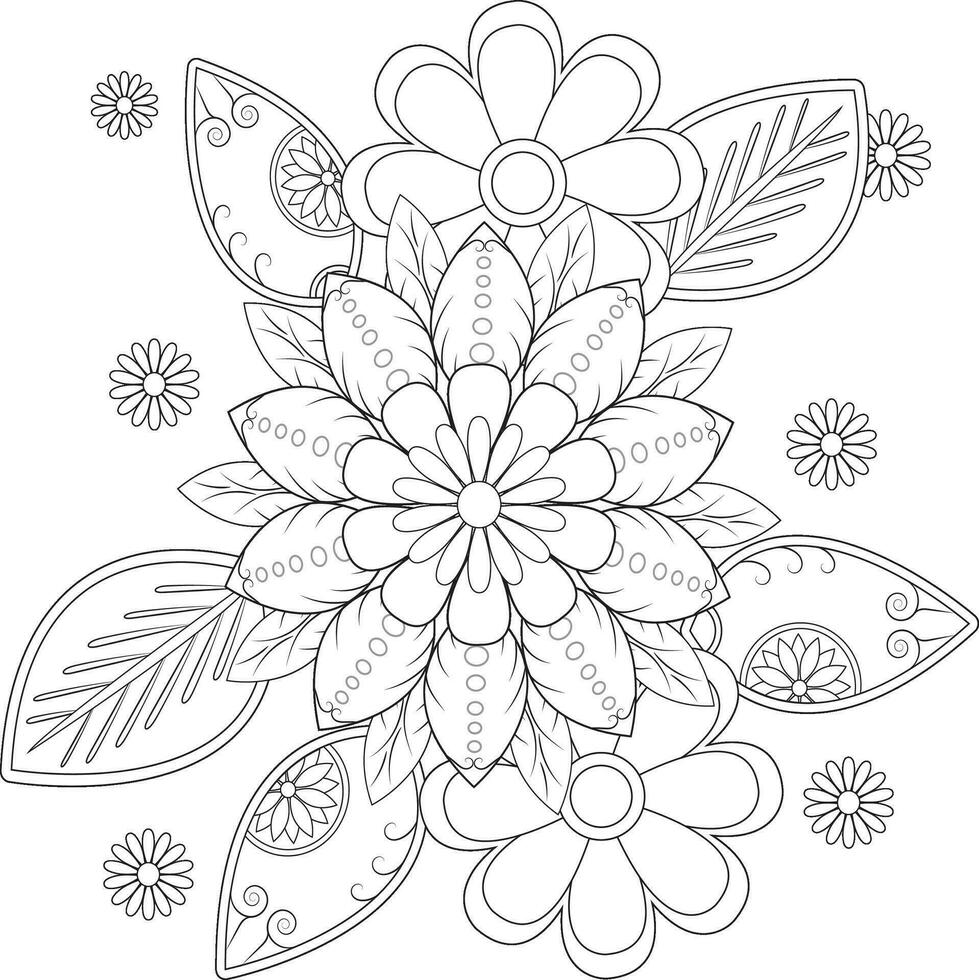 Flower Mandala Coloring Page vector