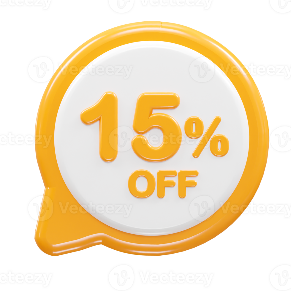 15 percent off text effect 3d rendering illustration png