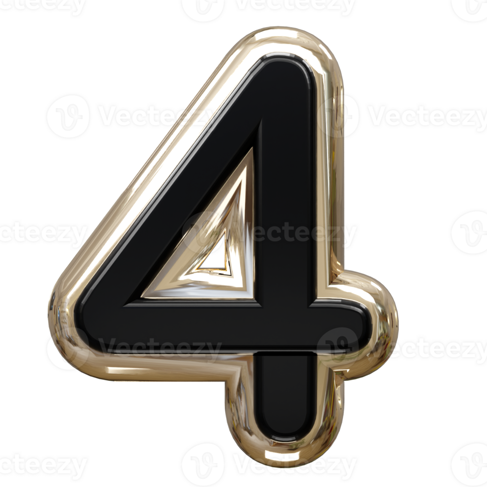 4 number text effect illustration 3d rendering png