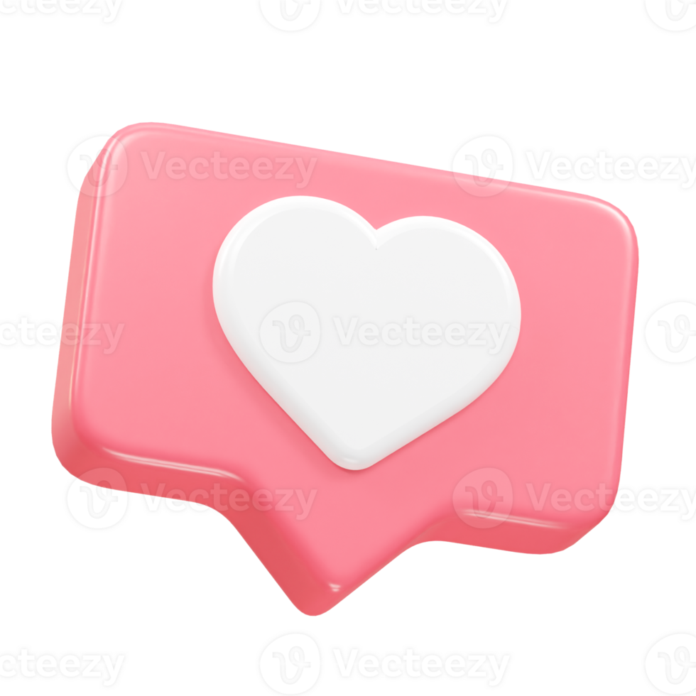 Love heart icon 3d rendering illustration element transparent png