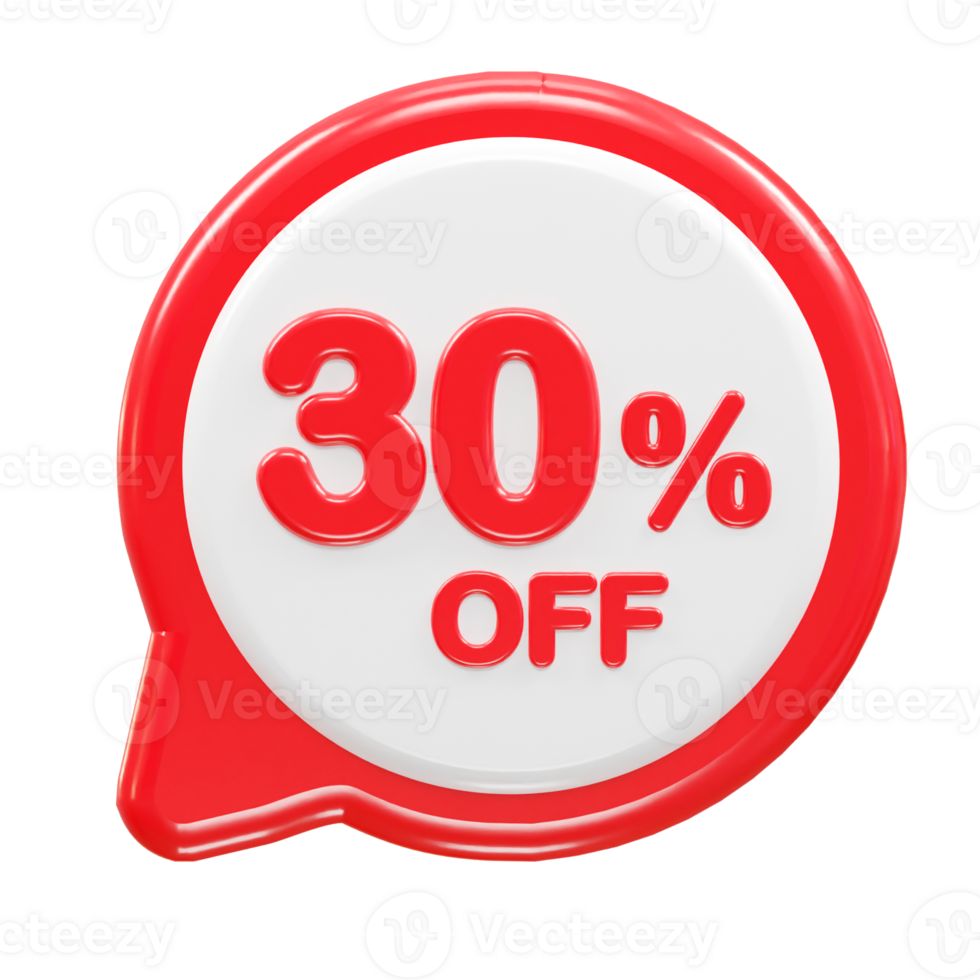 30 percent off text effect 3d rendering illustration png