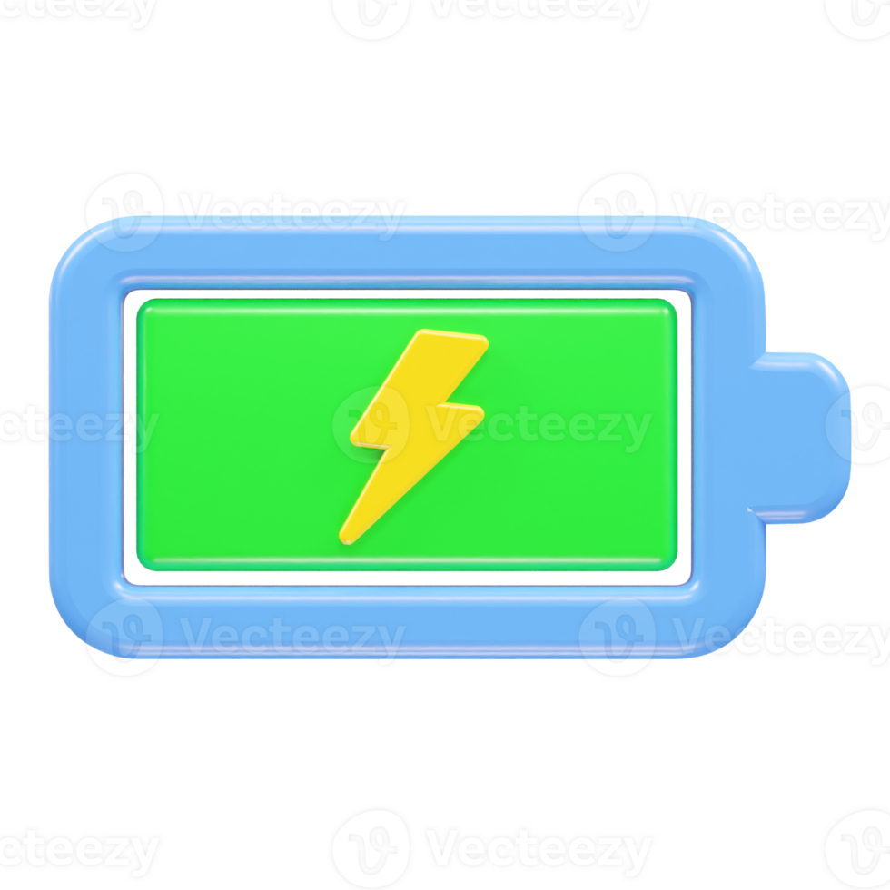 Charging battery icon 3d rendering illustration png