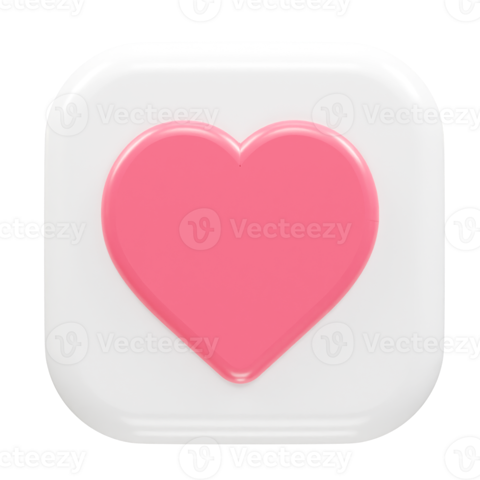 Love heart icon 3d rendering illustration element transparent png
