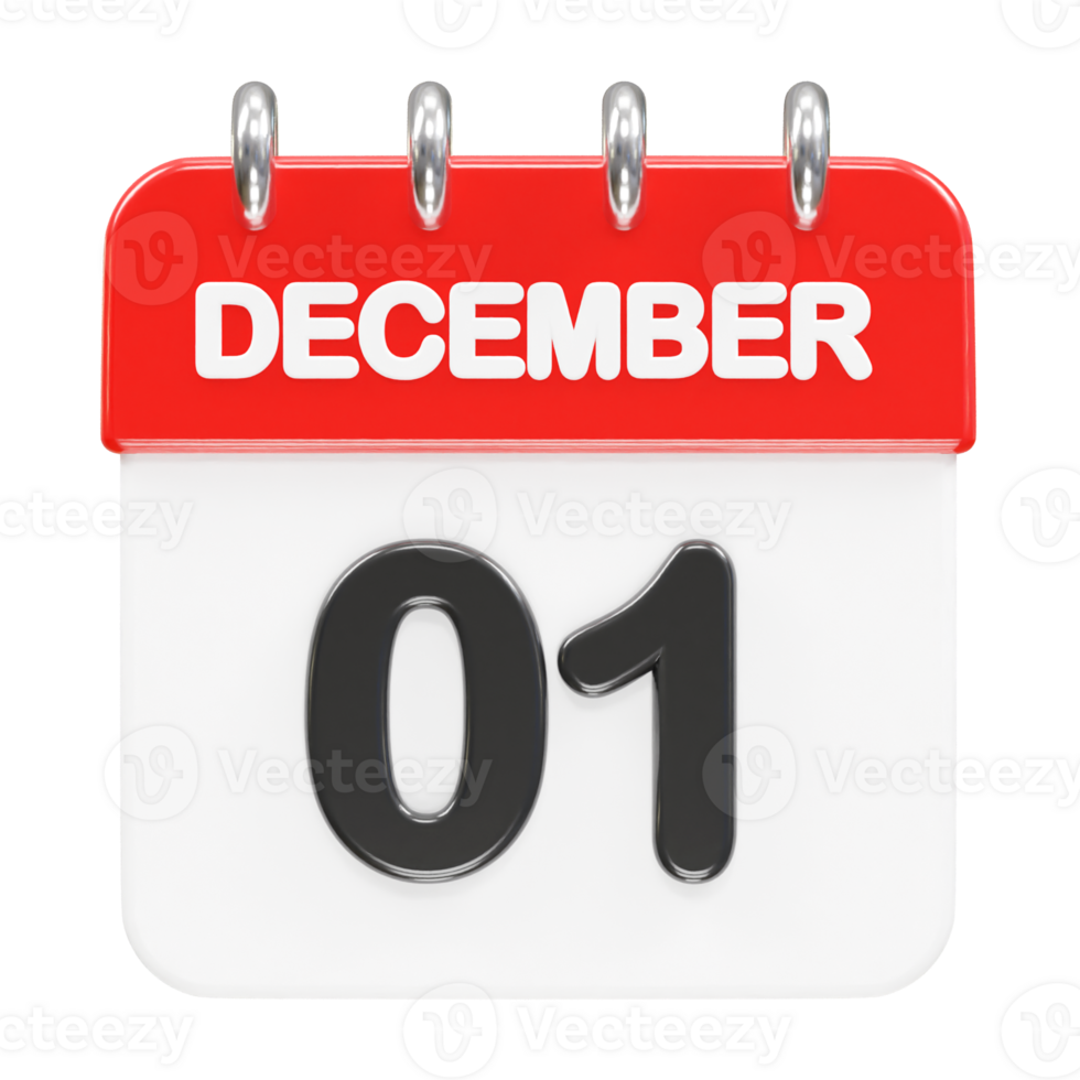 December month calendar icon 3d rendering illustration png