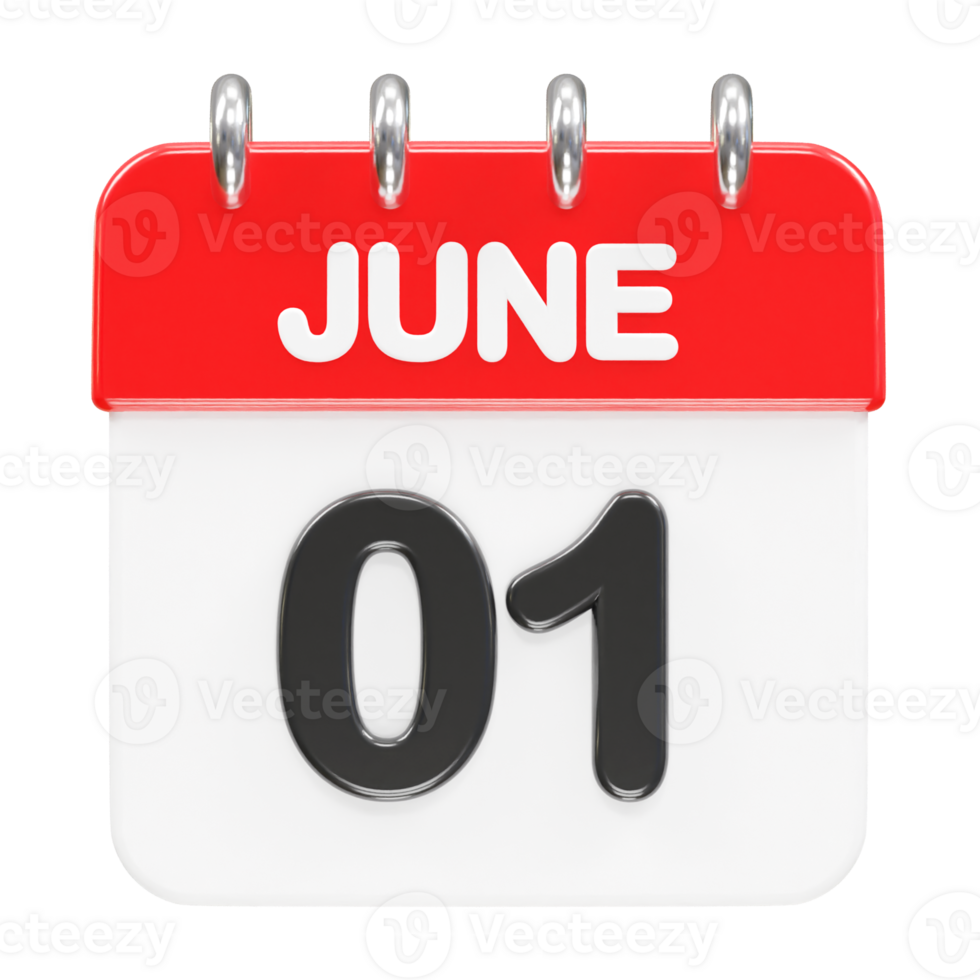 June month calendar icon 3d rendering illustration png