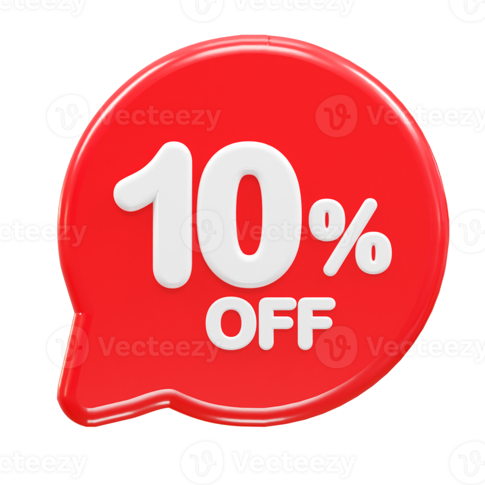 10 percent off text effect 3d rendering illustration png