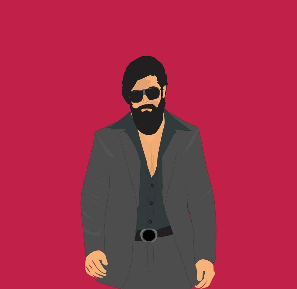 Vector illustration of popular actor Yash, lead actor Of KGF Movie