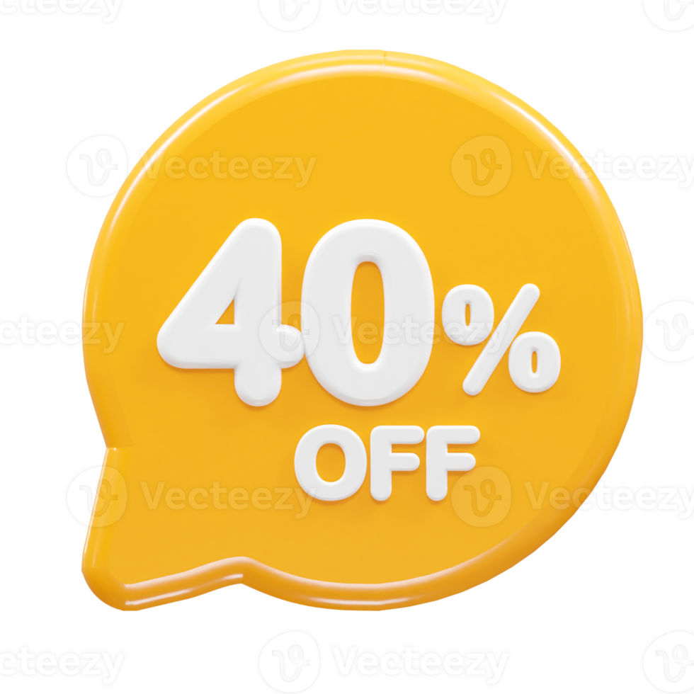 40 percent off text effect 3d rendering illustration png