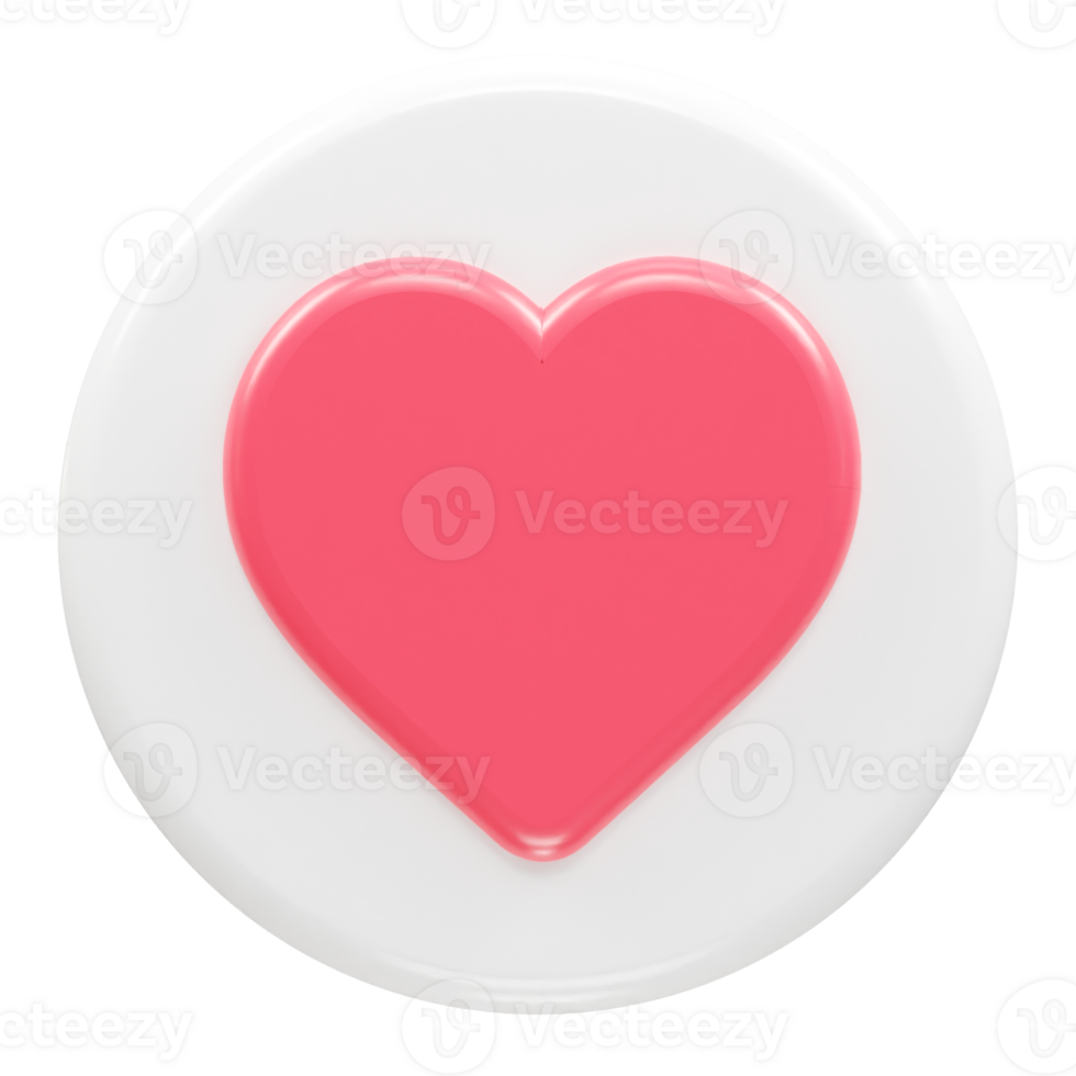 Love heart icon 3d rendering illustration element transparent png