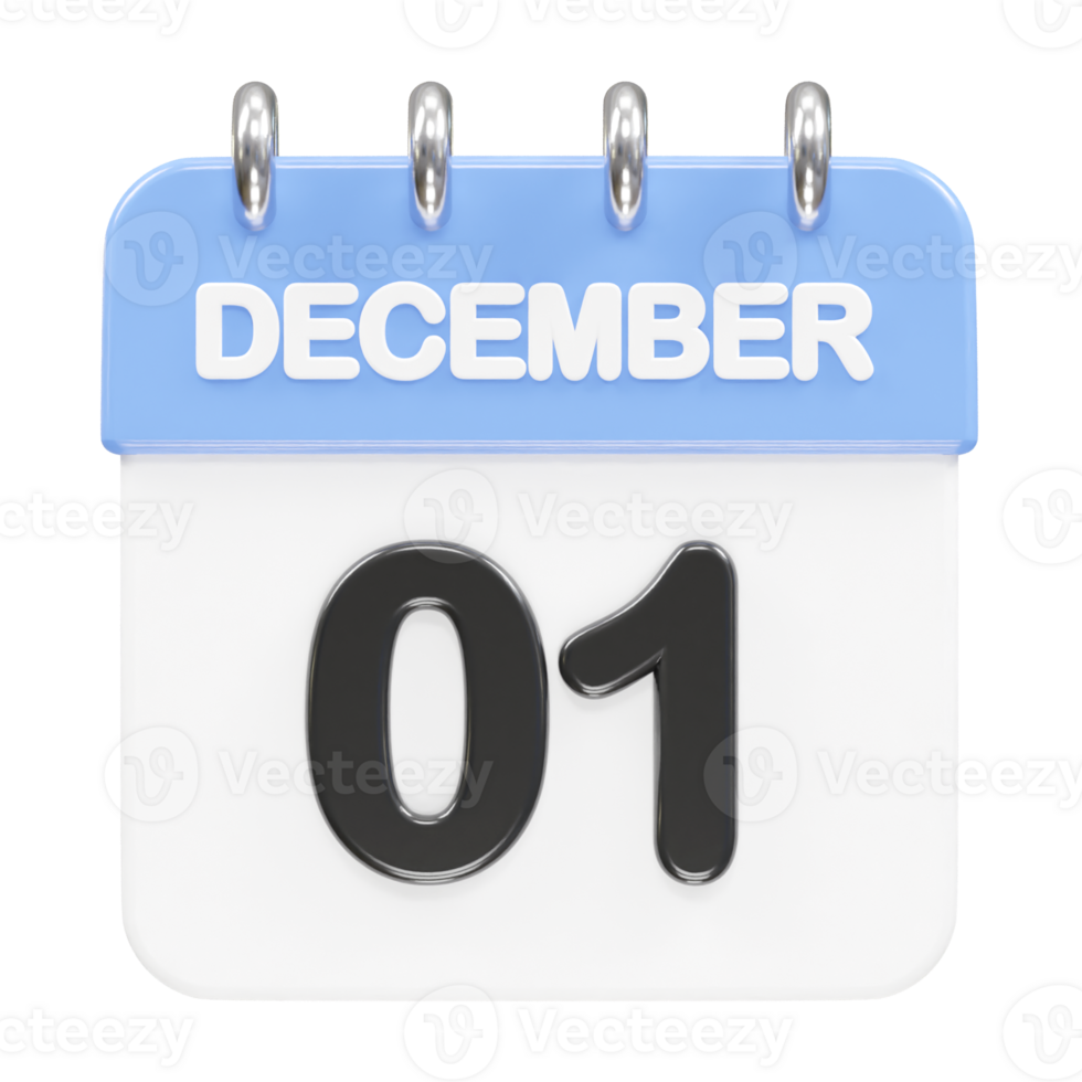 December month calendar icon 3d rendering illustration png