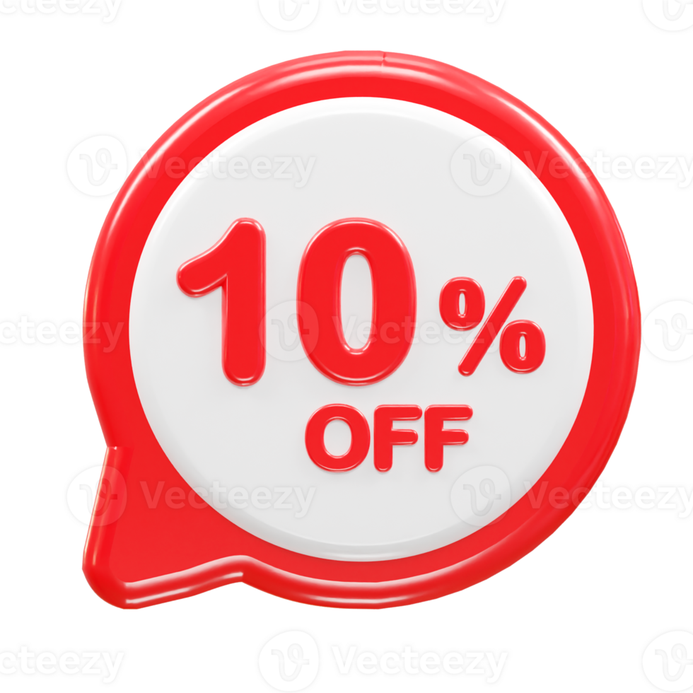 10 percent off text effect 3d rendering illustration png