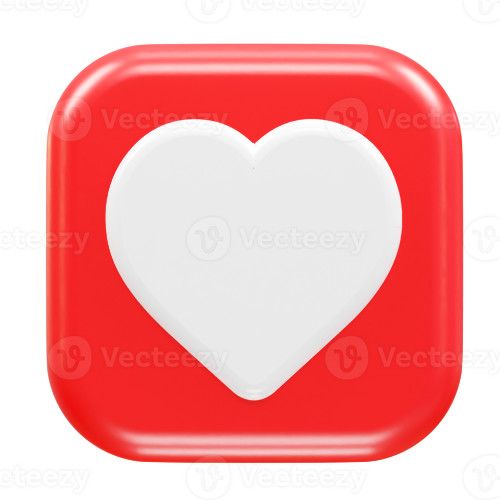 Love heart icon 3d rendering illustration element transparent png