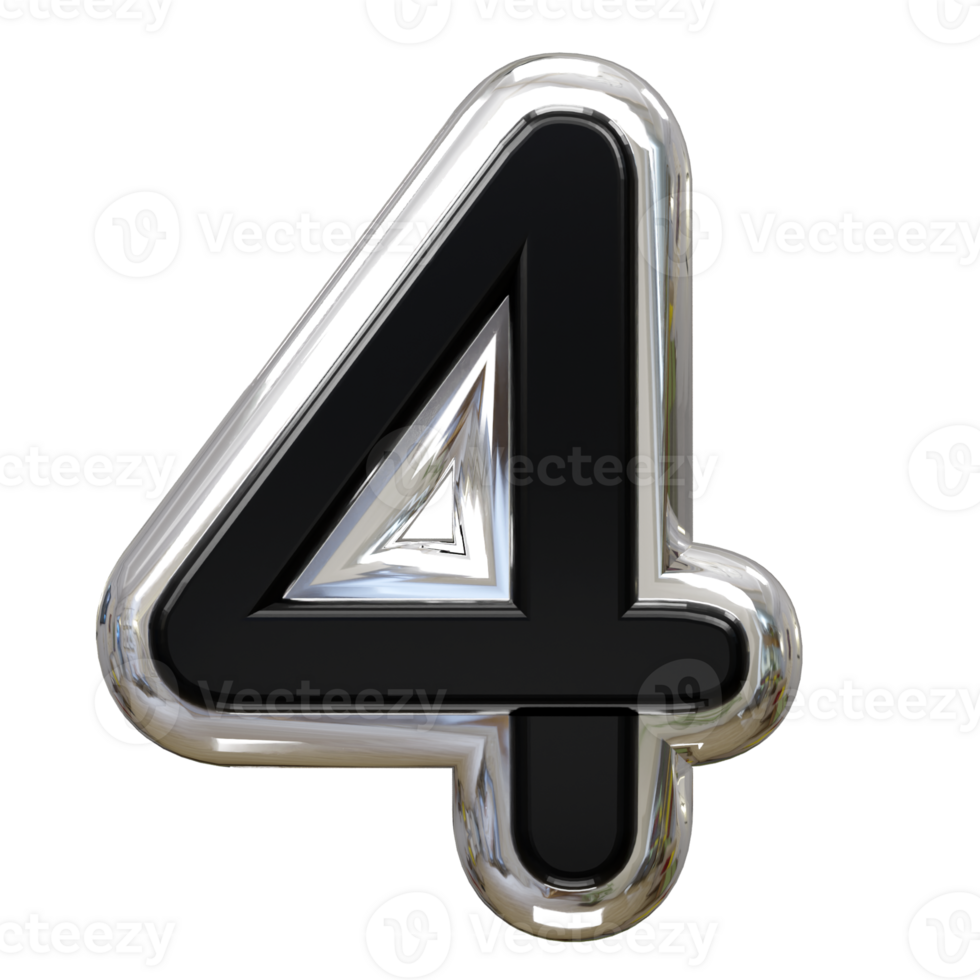 4 number text effect illustration 3d rendering png