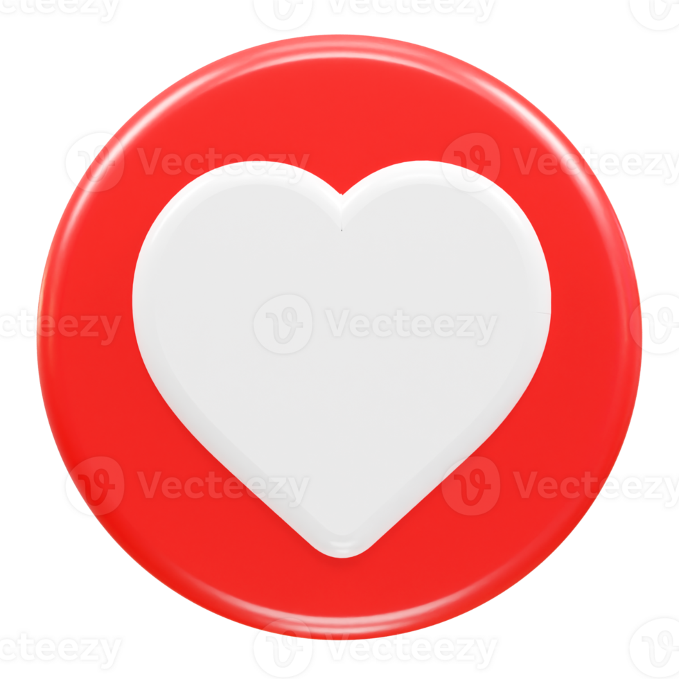 Love heart icon 3d rendering illustration element transparent png