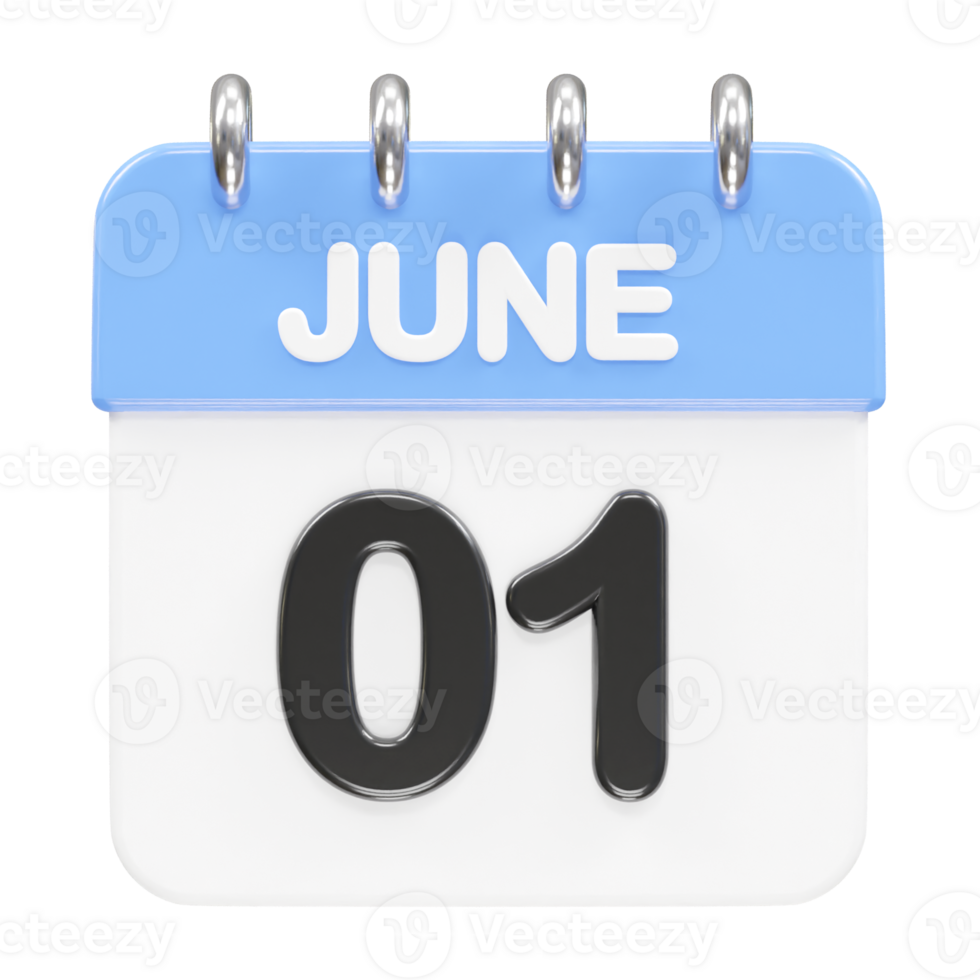 June month calendar icon 3d rendering illustration png