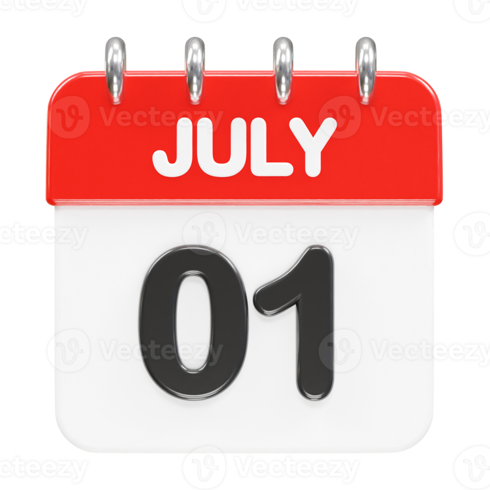 July month calendar icon 3d rendering illustration png