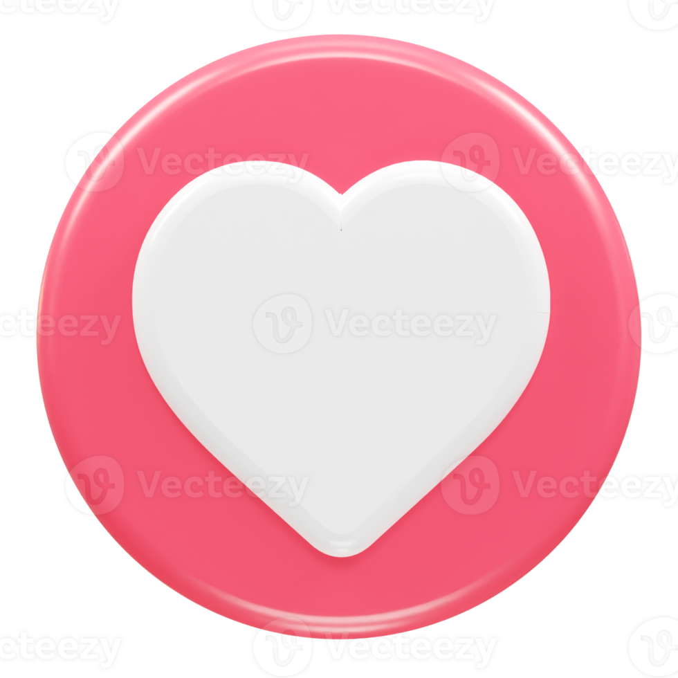Love heart icon 3d rendering illustration element transparent png