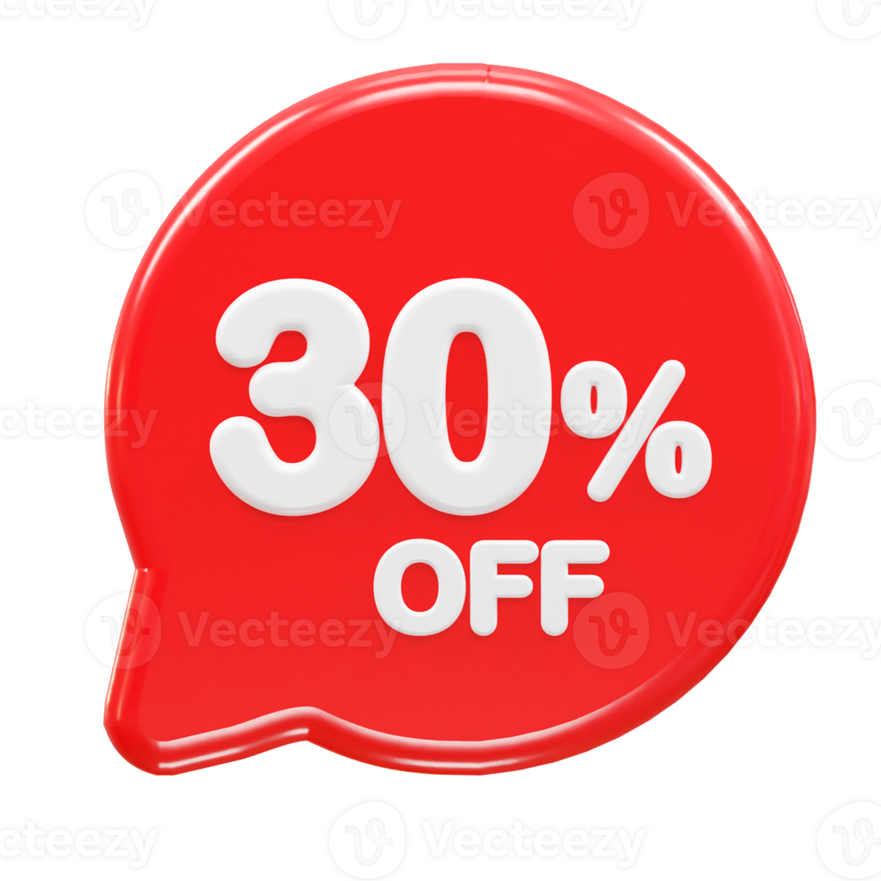 30 percent off text effect 3d rendering illustration png