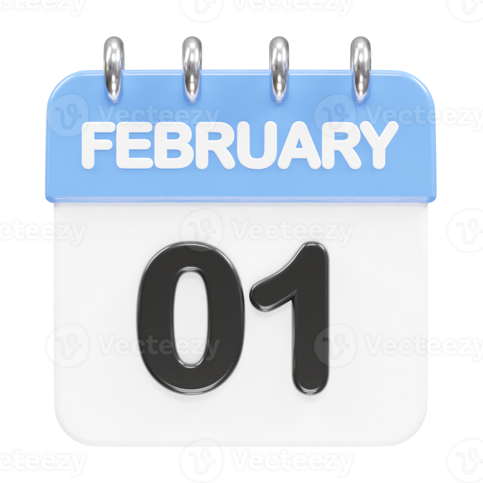 February month calendar icon 3d rendering illustration png