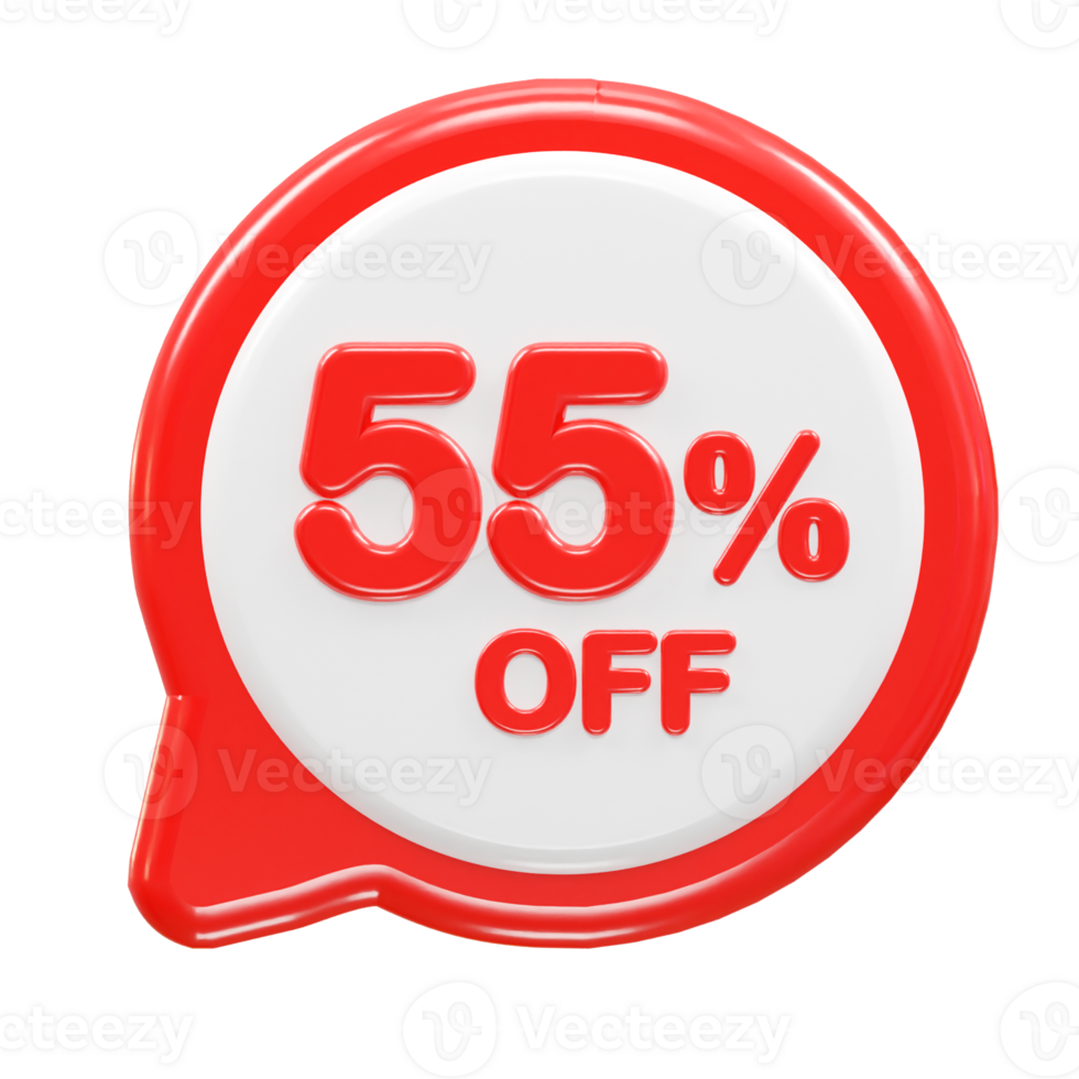 55 percent off text effect 3d rendering illustration png