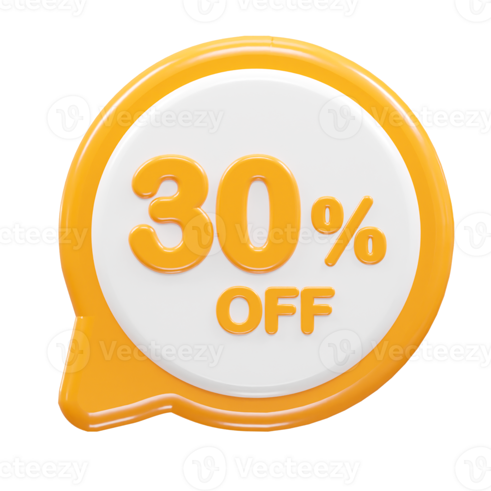 30 percent off text effect 3d rendering illustration png