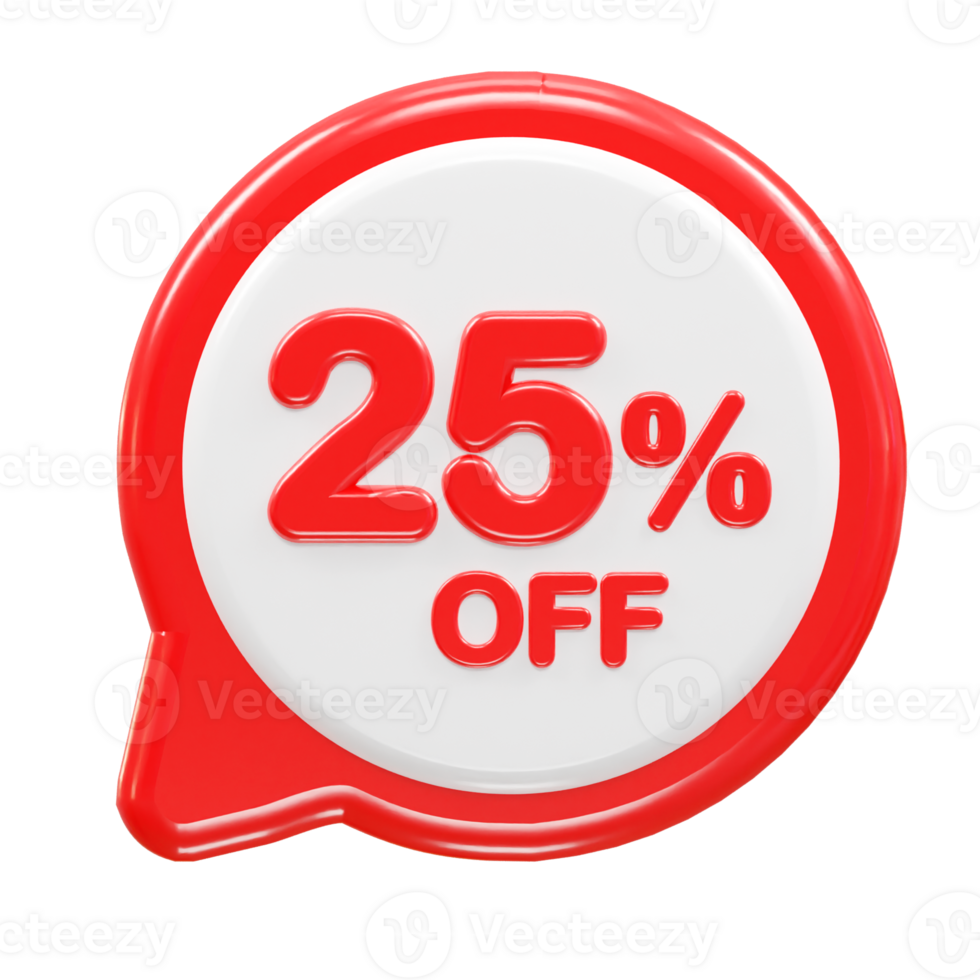 25 percent off text effect 3d rendering illustration png