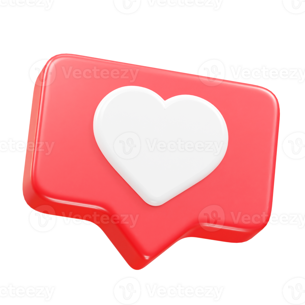 Love heart icon 3d rendering illustration element transparent png
