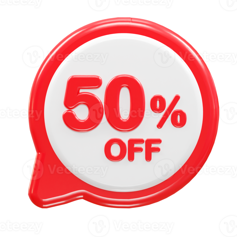 50 percent off text effect 3d rendering illustration png