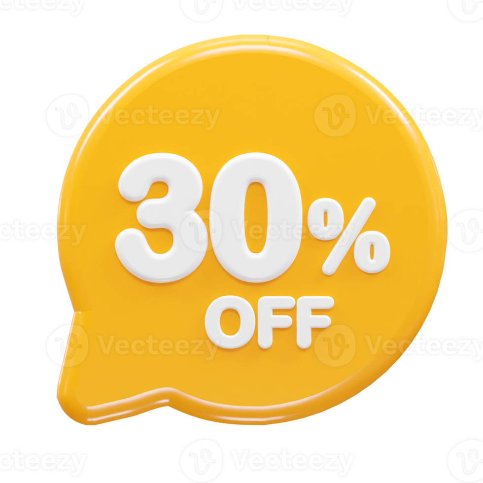 30 percent off text effect 3d rendering illustration png