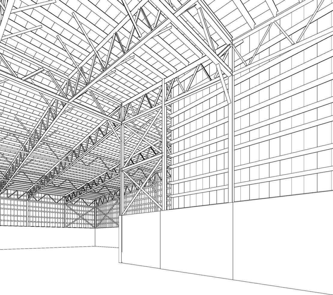 3D illustration of building structure vector