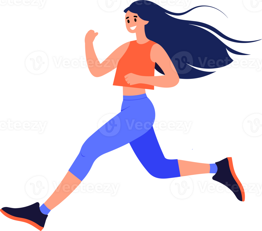 Hand Drawn fitness girl running exercise in flat style 29730893 PNG