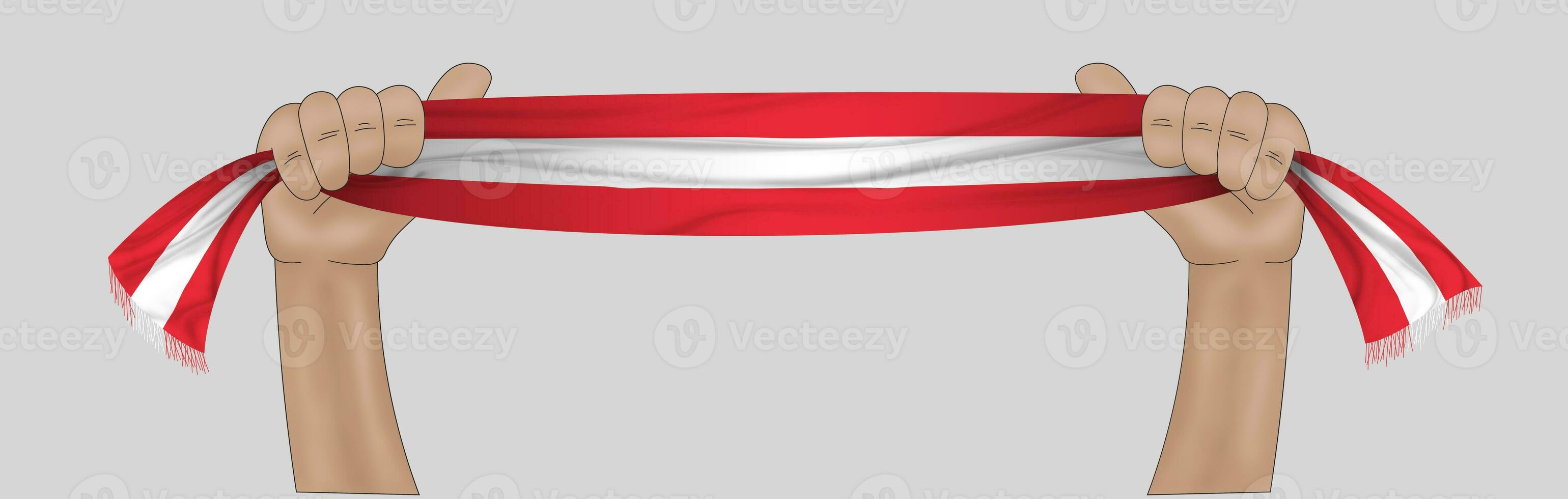 3D Flag on ribbon in hand photo