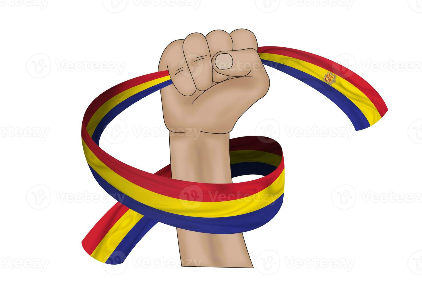 3D Flag on ribbon in hand photo