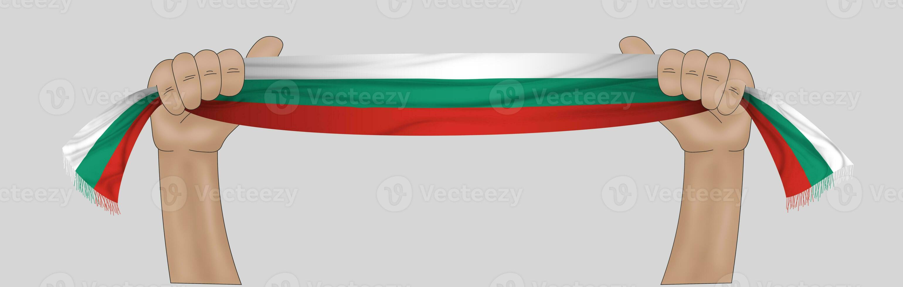 3D Flag on ribbon in hand photo